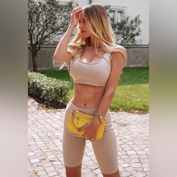 Mocha Biker Short Set NWT Large - Picture 4 of 5